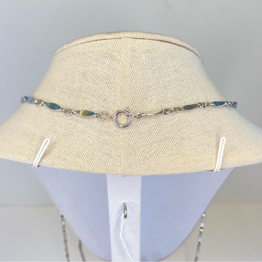 Vintage Silver Tone Elongated Long Bar Link Chain Necklace 40" - Picture 5 of 10